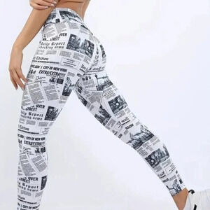 2/$19 (Alphabet Print Yoga Tights/Leggings) (SIZE-XXL)